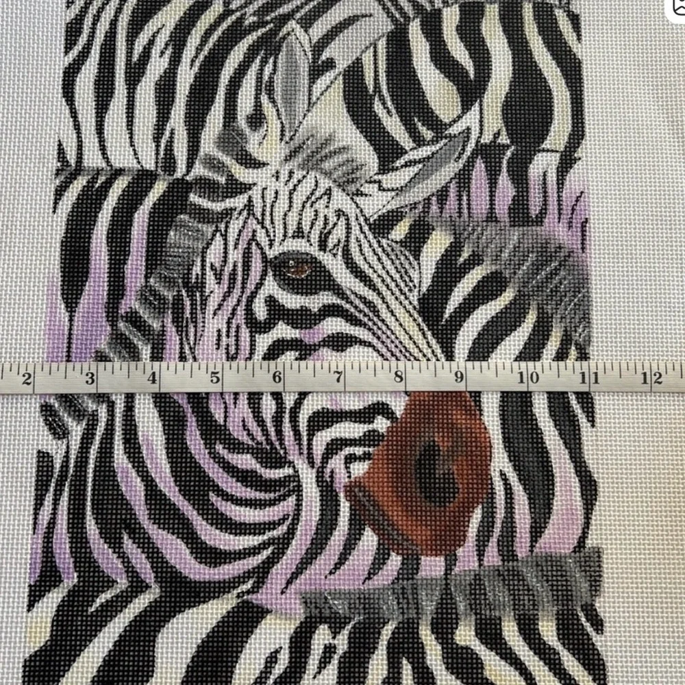 Large Zebra Needlepoint Canvas - Black, White & Pink